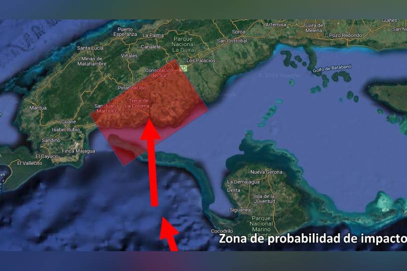 Posible zona de impacto de Ian