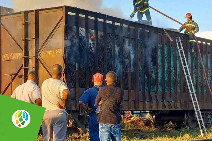Controlan incendio ocurrido en vagón de tren que transportaba tabaco de Pinar del Río hacia el Oriente del país