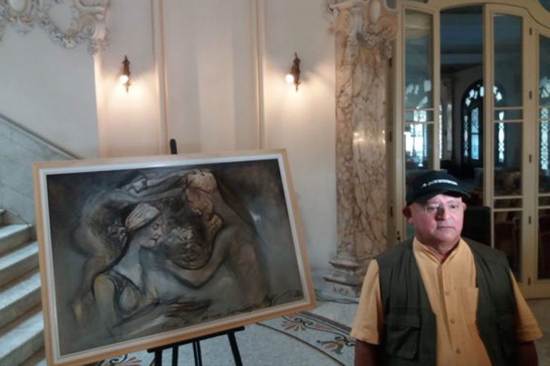 Nelson Domínguez dona al Museo de la Danza óleo en homenaje al primer encuentro entre Fidel y el Ballet Nacional de Cuba