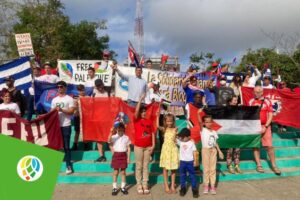Las principales autoridades políticas y gubernamentales se unieron este sábado al pueblo de Pinar del Río, en una concentración popular en apoyo a Palestina.